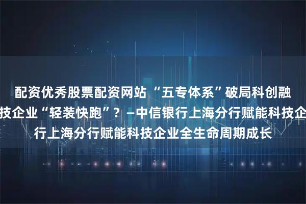 配资优秀股票配资网站 “五专体系”破局科创融资，银行如何让科技企业“轻装快跑”？—中信银行上海分行赋能科技企业全生命周期成长